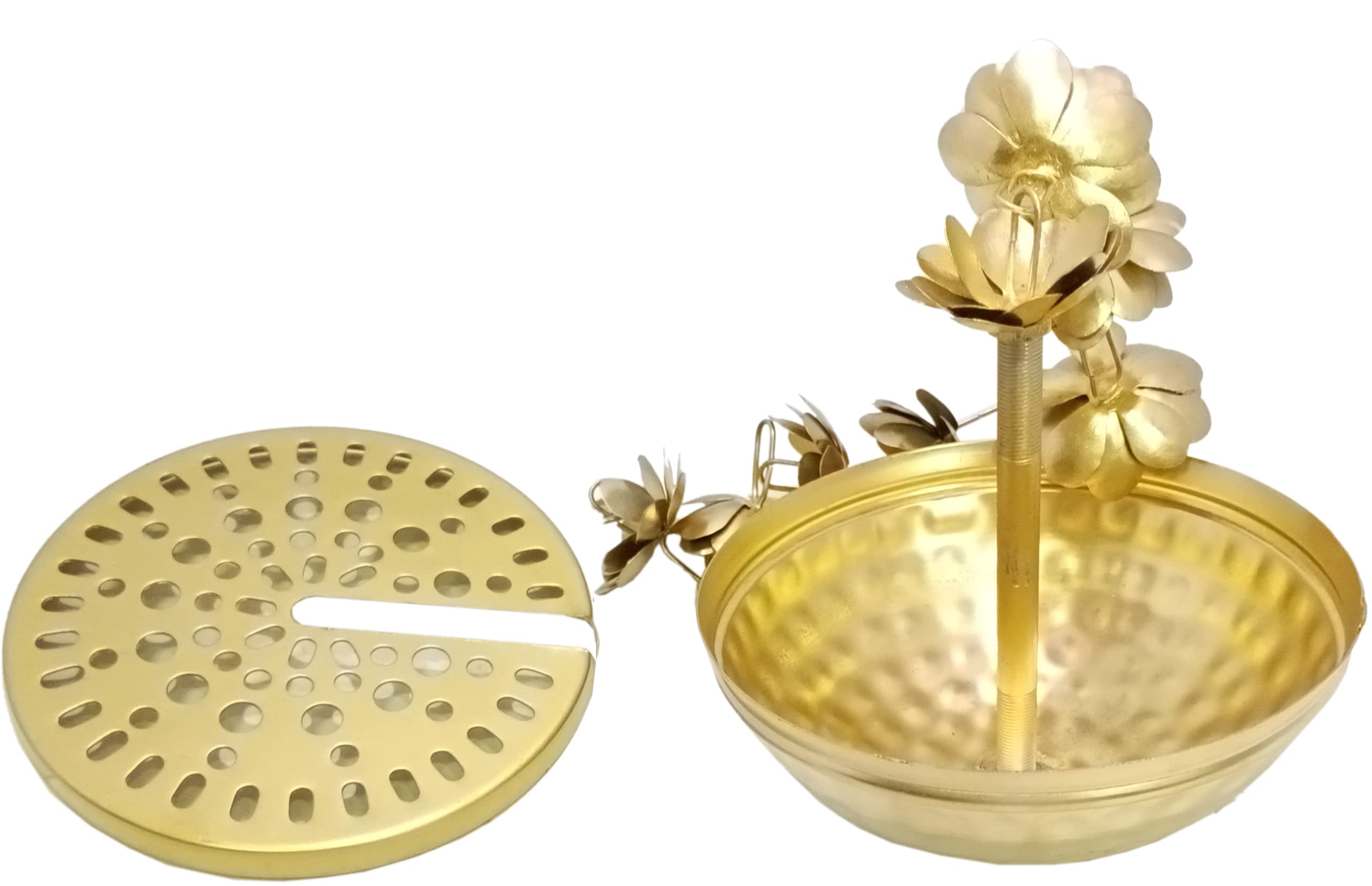 Extreme Karigari Iron Flower Hanging Insence Burner | Dhuna Loban Burner Dhooni Dhoop Dhuni |Hanging Dhoop Batti Agardan Hanging Decor (Pack Of 1), Gold 1