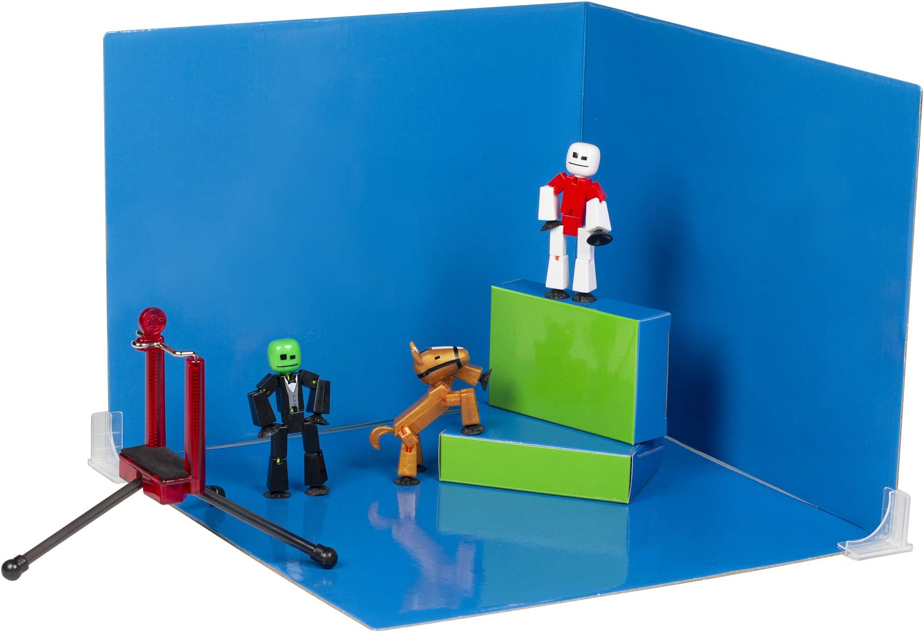 Zanimation Studio With Pet - Includes 2 Stikbots, 1 Horse Stikbot, 1 Phone Stand And 1 Reversible Backdrop - In Eco-Friendly Packaging