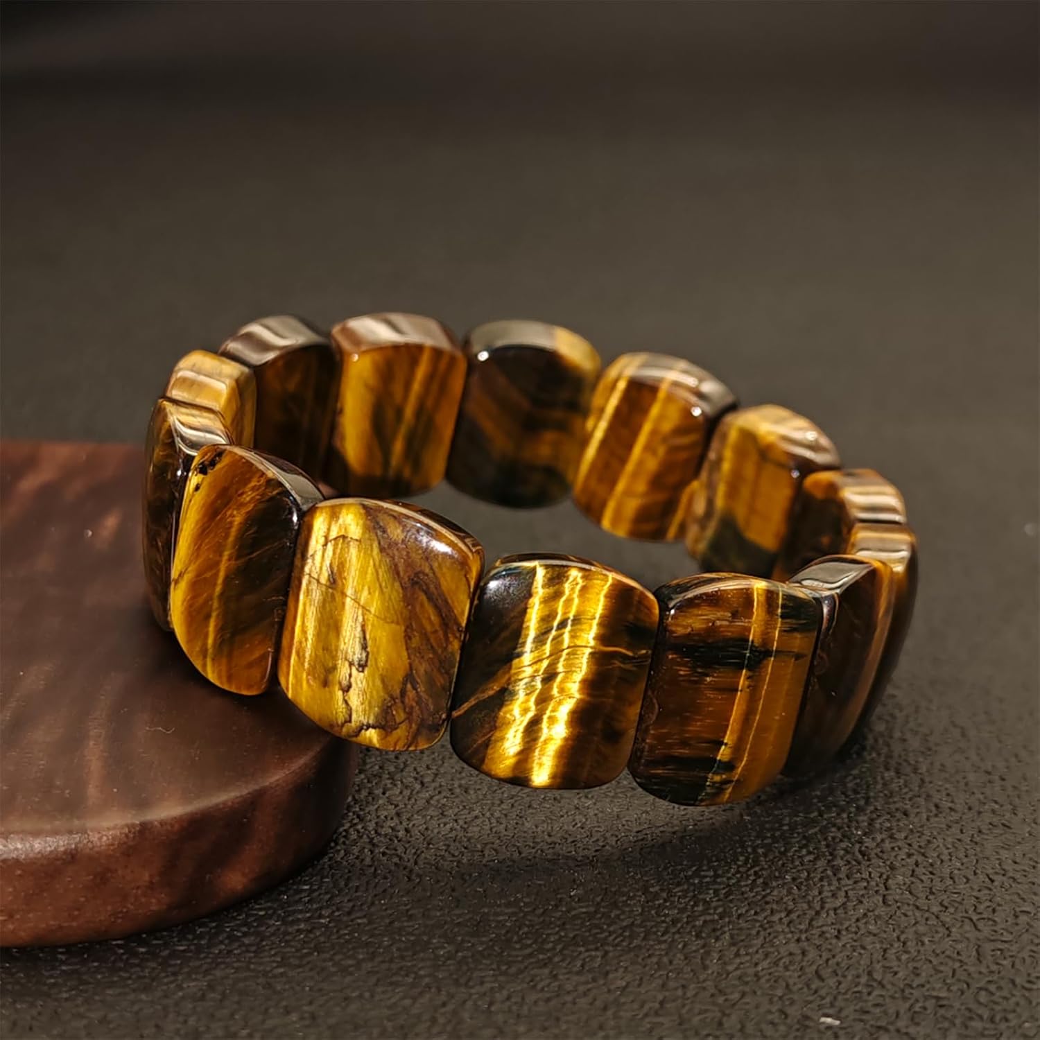 Yellow Tiger Eye Stone Bracelet Natural Crystal Stretch Bracelet Gift for Men Christmas Birthday Energy Healing Bring Happiness Luck Wealth - Image 4