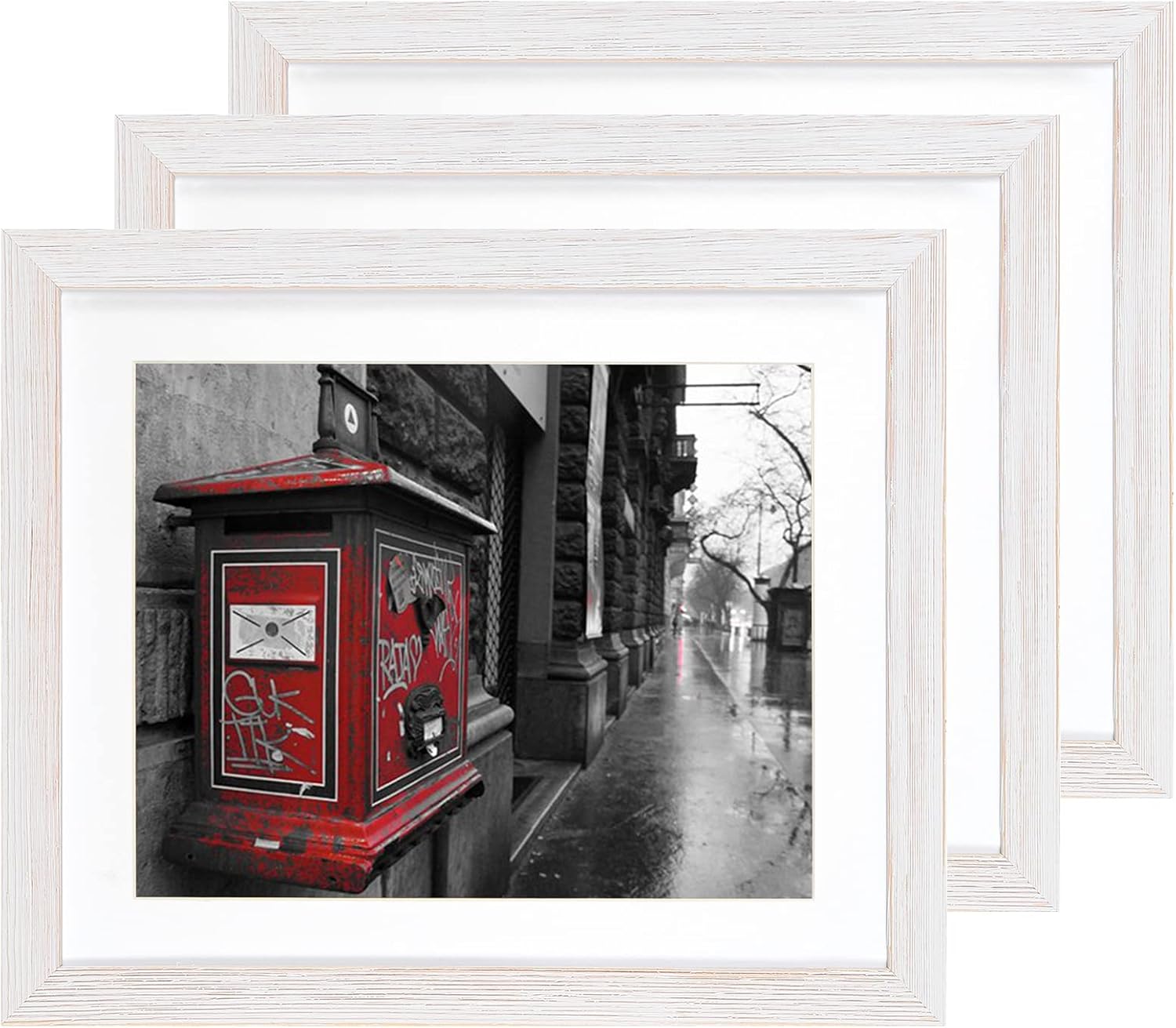 BOJIN 10x12 Picture Frame Distressed Rustic White Set of 3,Display Pictures for