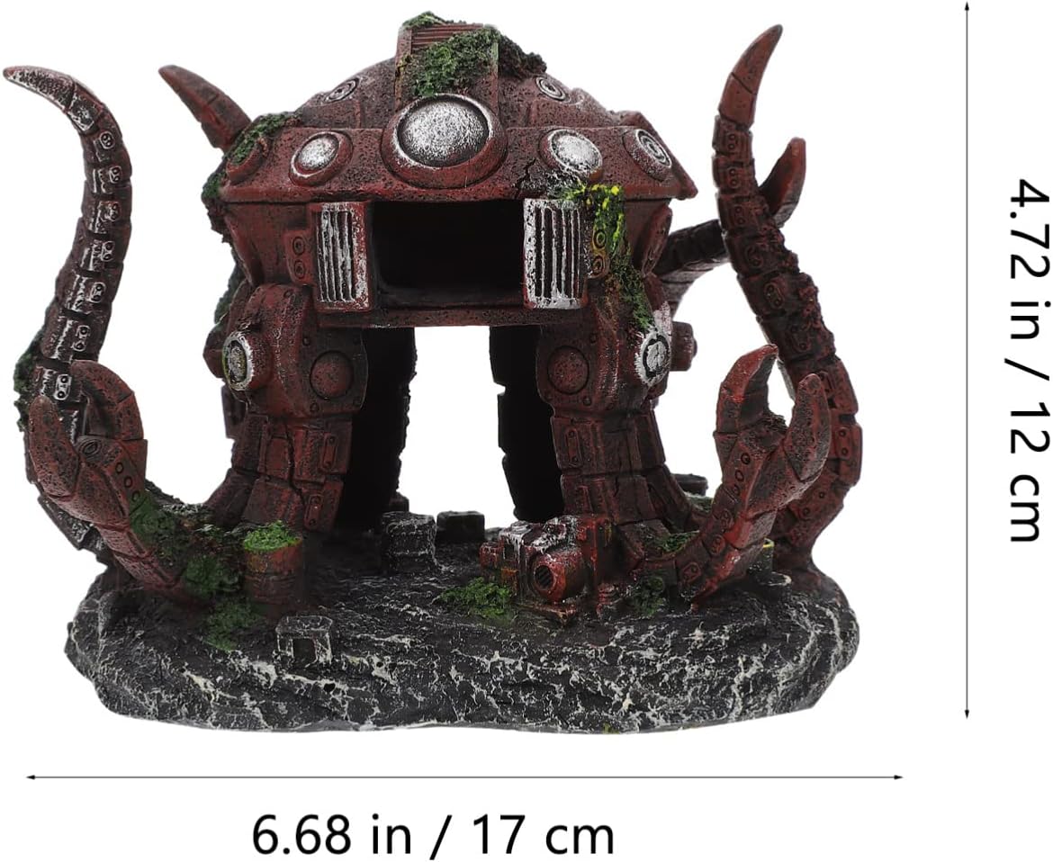 balacoo Fish Tank Decorations Fish Tank Decorations Plants Decor Aquarium Decoration House Robot Octopus: Resin Ornament Betta Fish Accessories Aquarium Decor Table Topper Plants Decor Plants Decor