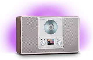 Auna Portable DAB Radio CD Player for Home, FM/DAB/DAB+ Radio with Bluetooth + AUX, Stereo System, TFT Display, Remote Control, Alarm Clock, MP3 & Streaming, LED Wall Mount DAB Radio Mains Powered