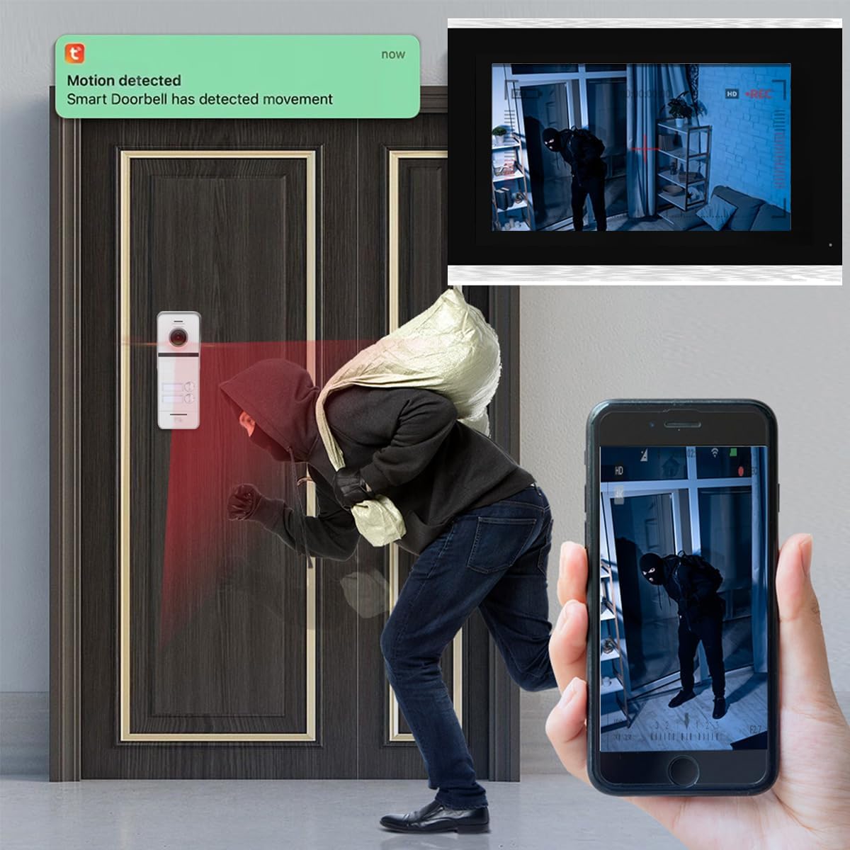 Wireless Video Intercom System Apartment 2 Units 10 Inches Touch Monitor Wired Video Doorbell System,Video Door Phone Kit,Indoor Outdoor Support Monitoring, Unlock, Dual Way Intercom for Home