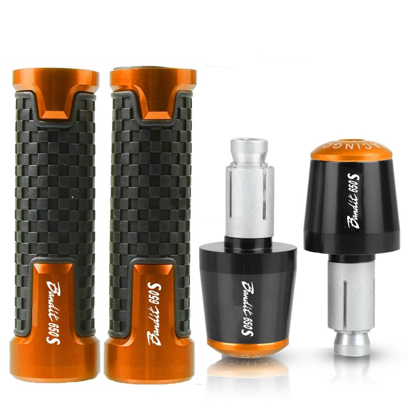 Accessori 7/8 '' 22 MILLIMETRI Moto Anti-Slip Contrappeso Manubrio Estremità Maniglia Bar Cap Copertura Grips Per SUZUKI BANDIT650S BANDIT 650S 2015 (Color : Orange)