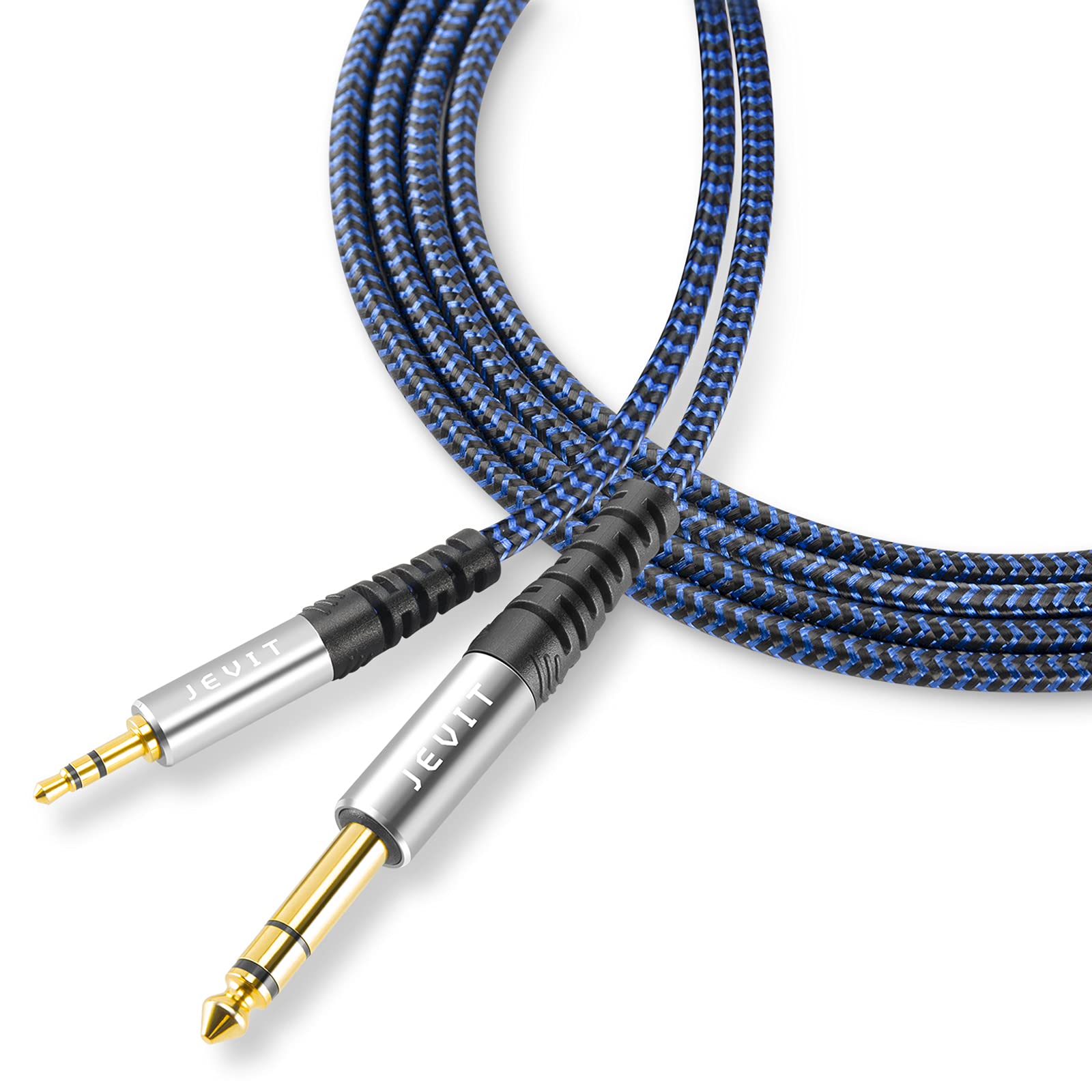 6.35mm to 3.5mm Jack Cable 6 ft,JEVIT 1/8" Male to 1/4" Male TRS Stereo Audio Cord Adapter with Golden-Plated Connector,HiFi Cable Perfect for Laptop; Home Theater; Amplifier; Mixer; Speaker