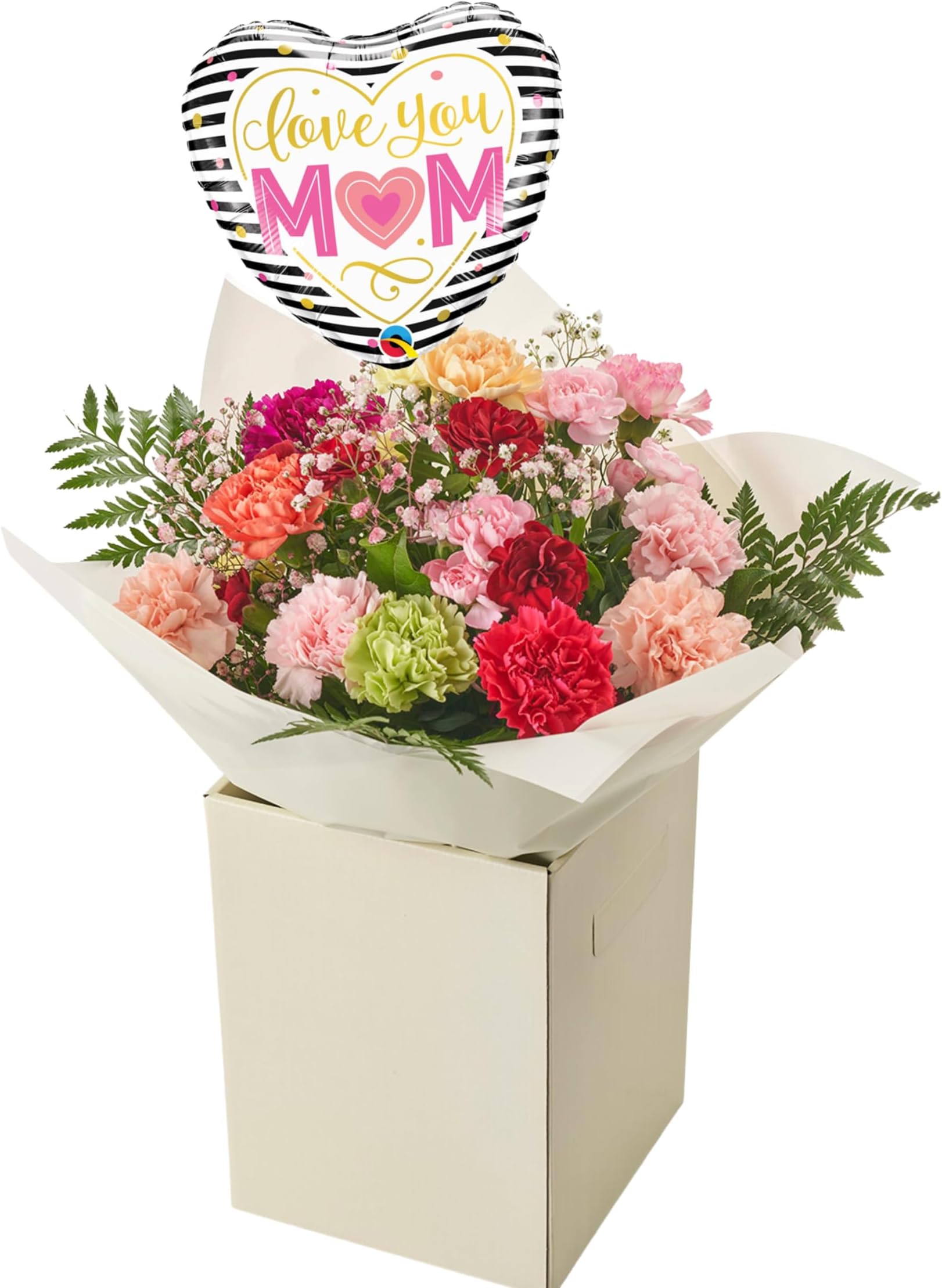 Simple Beauty Bouquet Fresh Flowers - Carnation Autumn Arrangement celebrating Birthdays, Get-Well, Anniversary, Thoughtful Gifting, Floral occasions, Long-Lasting Blooms (Mum Balloon)