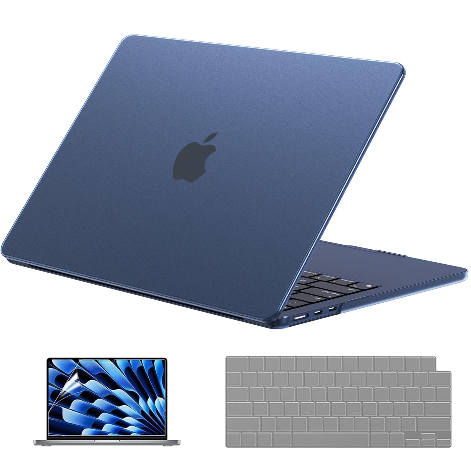 Photo 1 of EooCoo Case Compatible with MacBook Air 15 inch M5 2026 2025-2023 Release M4 M3 M2 Model A3448 A3241 A3114 A2941, Plastic Hard Shell Case & Keyboard Cover & Screen Protector, Original Midnight