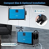 Vista 3 de COSTWAY Deshumidificador comercial de 155 PPD, deshumidificador de espacio de rastreo de 1900 pies cuadrados con manguera de drenaje de 9.8 pies