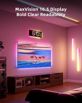 EASYERA Smart Digital Wall Clock App Control, 16.5 Large RGB Clock