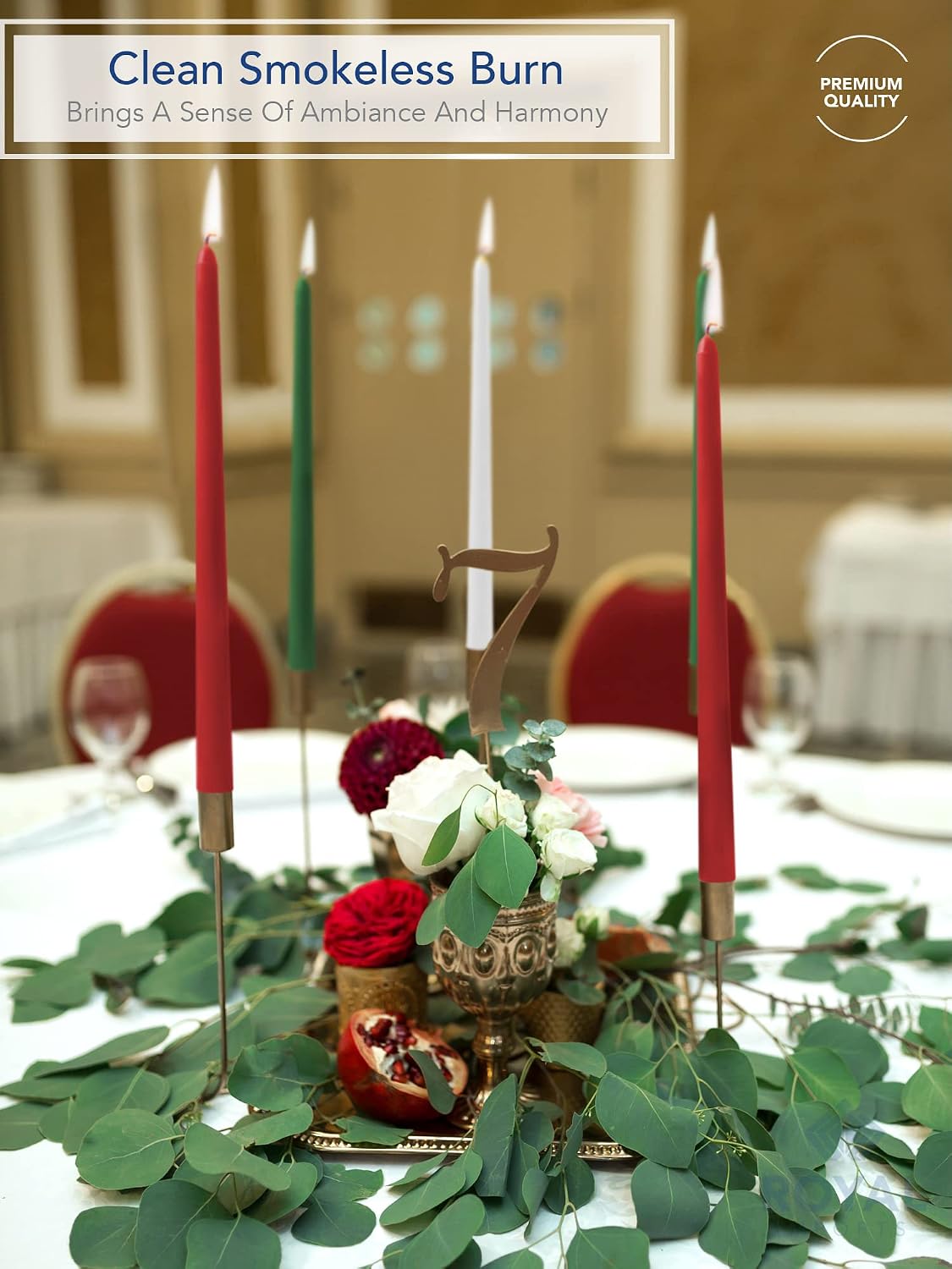 Royal Imports Unscented Taper Candles, Tall Elegant, Dripless & Smokeless, Hand-Dipped for Wedding, Christmas, Holiday, Home Decor