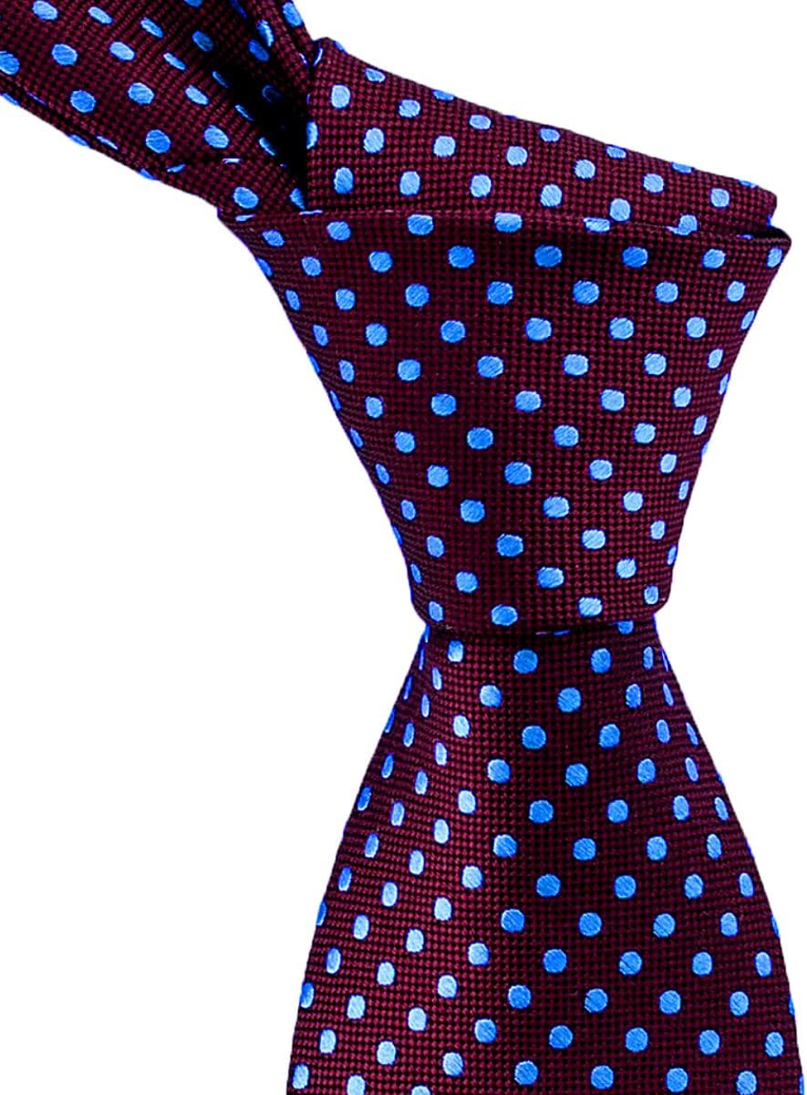 Burgundy Silk Tie with Light Blue Polka Dots Zachary