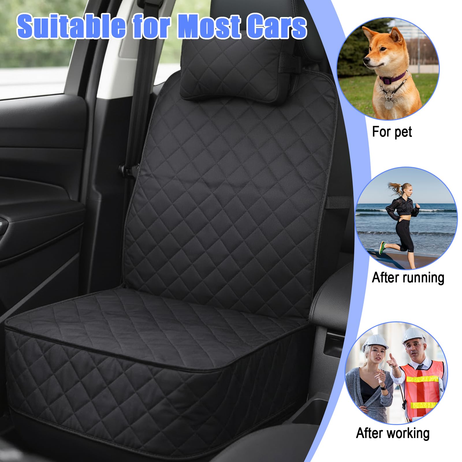2 Pack Front Dog Car Seat Cover, Waterproof 600D Oxford Pet Car Front Seat Protector with Side Flaps, Nonslip ScratchProof Captain Chair Seats Cover for Cars Trucks SUVs, Standard Size - image 5