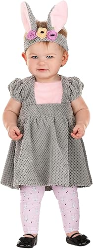 Vista 3 de Disfraz infantil de conejo Woodsy para niña, vestido, leggings y diadema con orejas de conejo