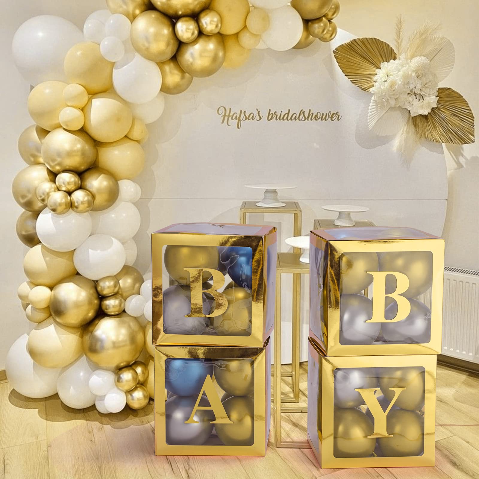 ゴールド透明バルーンボックス 27文字入り ベビーシャワーデコレーション 男の子または女の子に 1歳の誕生日 ブライダルシャワー 性別発表パー ゴールド透明バルーンボックス 27文字入り ベビーシャワー