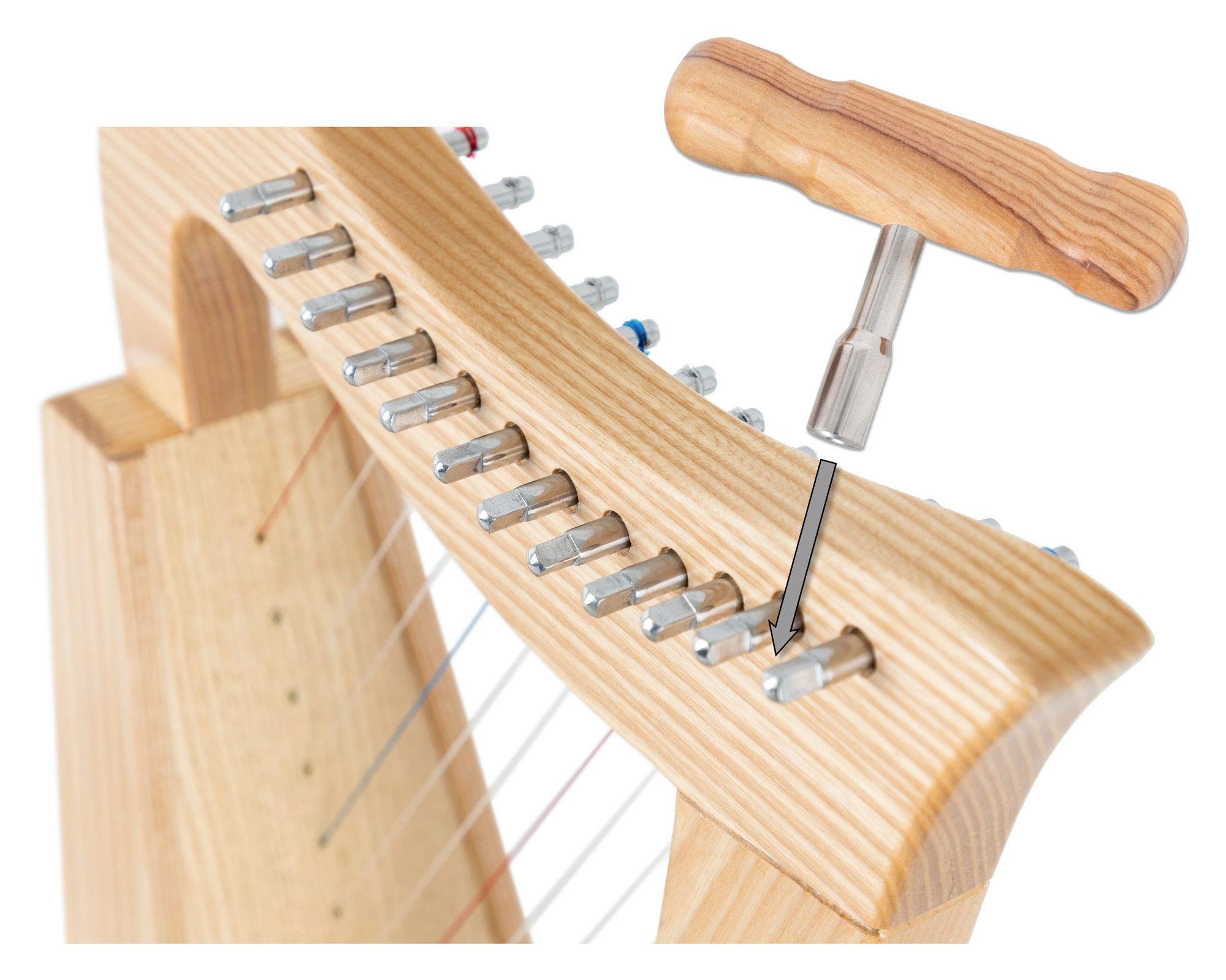 Classic Cantabile Harpe Celtique - Harpe Celtique Compacte en Frêne - 12 Cordes - Accordée en Do Majeur - Inclus Sacoche et 2 Clés d’Accordage - Hauteur : 51 cm