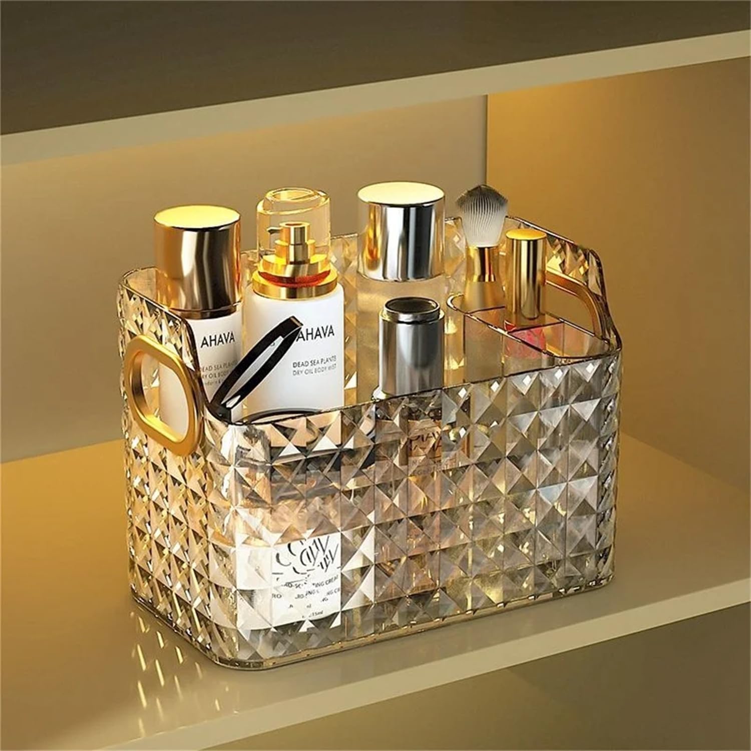 Cosmetics Makeup Organizer for Countertop of Bathroom Vanity, Skincare Storage Under The Shelf Cabinet - Stylish, Multifunctional, and Quality Storage Solution (White Large)
