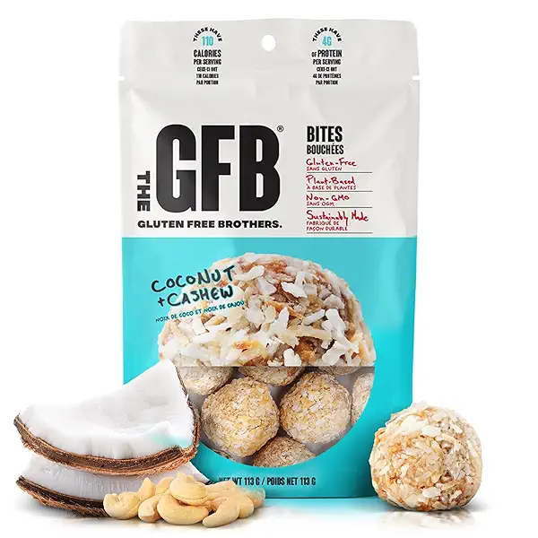The GFB Coconut Cashew Protein Bites - Gluten Free Protein Balls - Non GMO, Soy Free, Vegan - Snack Size Plant Based Energy Balls, 4 oz (1 Count) 1