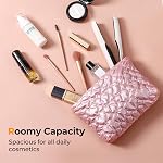 2-Pack Quilted Makeup Bag Set for Women, Cute Cosmetic Bag Toiletry Organizer, Travel Essentials Pouch with Zipper Pocket – Waterproof, Fluffy, Assorted Colors, for Daily, Washroom, Travel