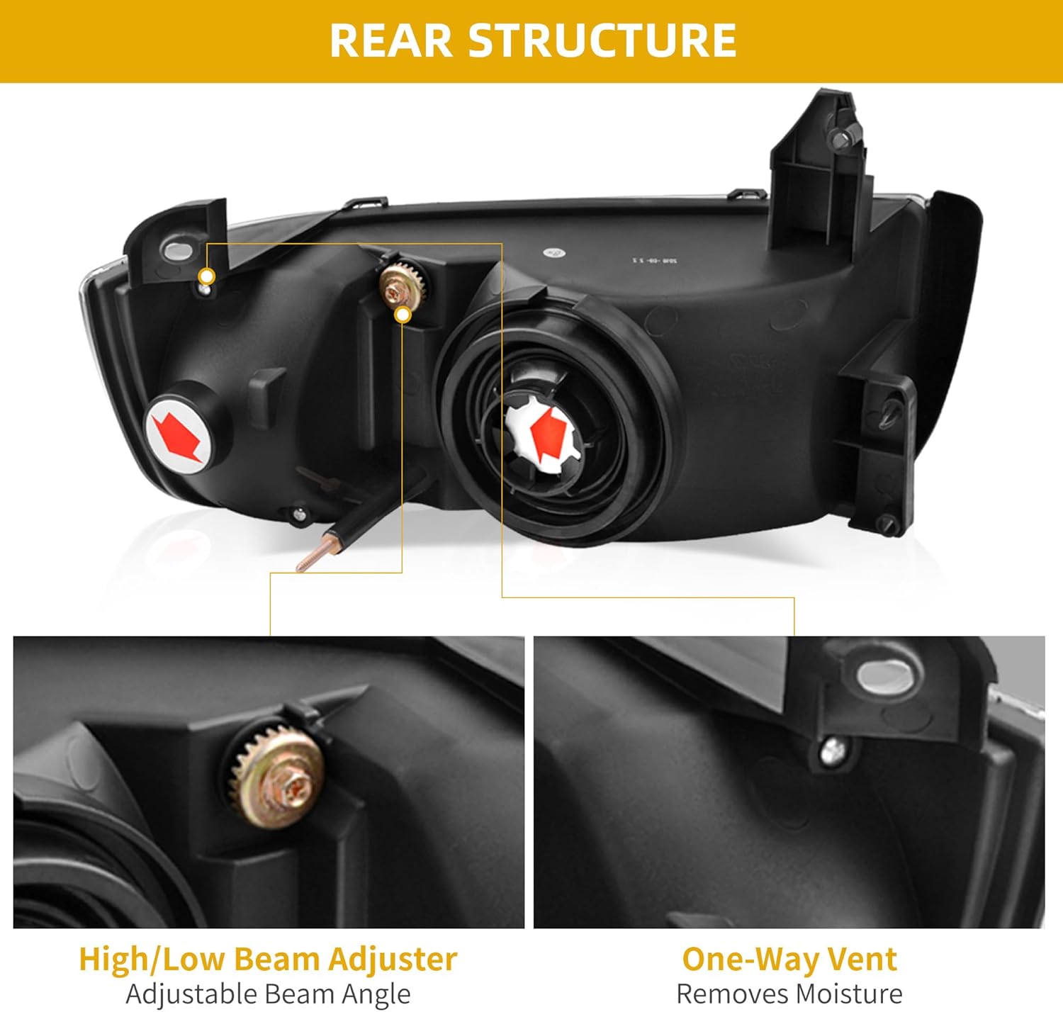 DWVO Headlight Assembly Compatible with 1994-2001 Dodge Ram 1500/94-02 Dodge Ram 2500 3500/95-02 Dodge Ram 4000 Black Housing without DRL