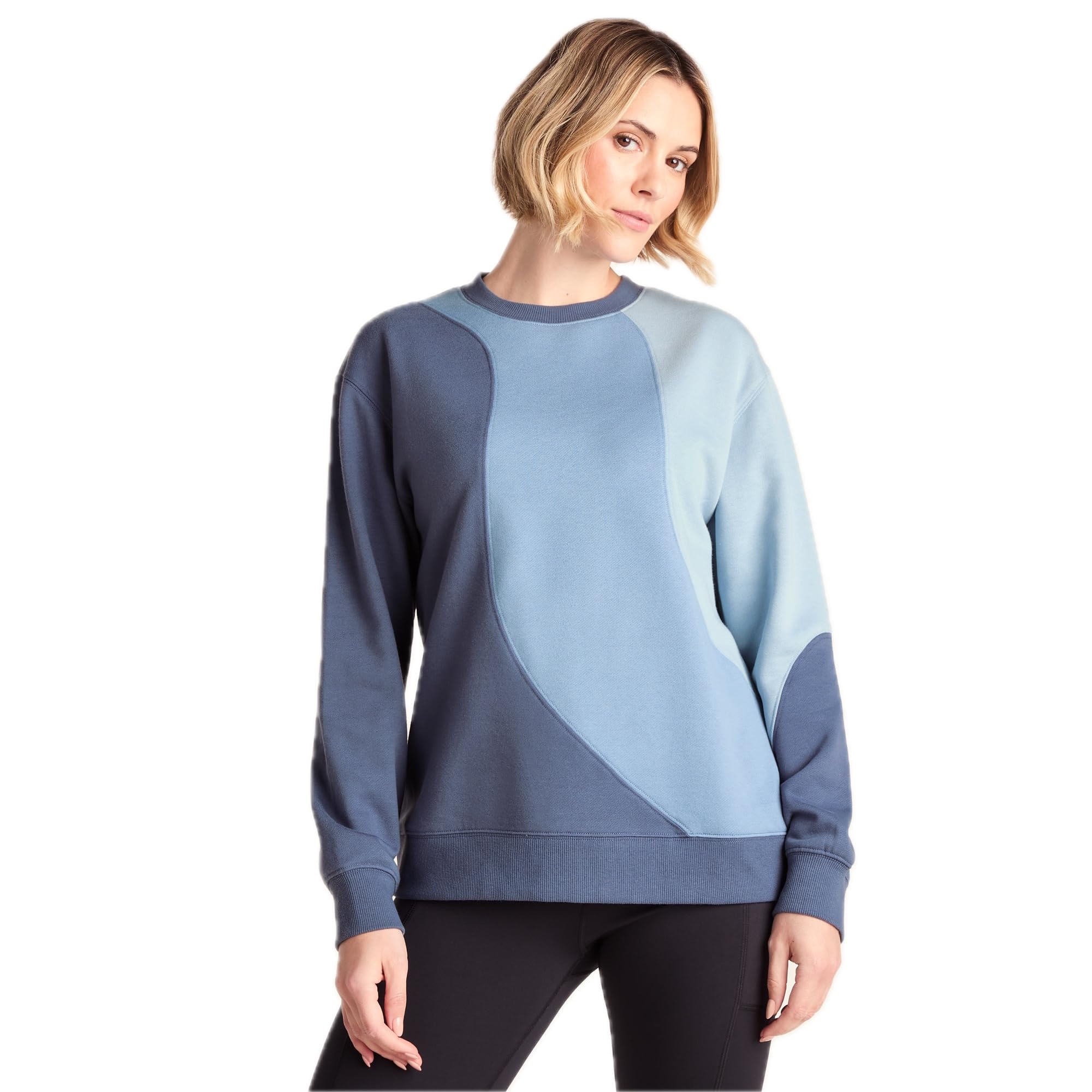 TOG24 Lawla Womens Sweatshirt, Supersoft Brushed Back Womens Jumper with Curved Colour Block Panels, Womens Pullover Smokey Blue
