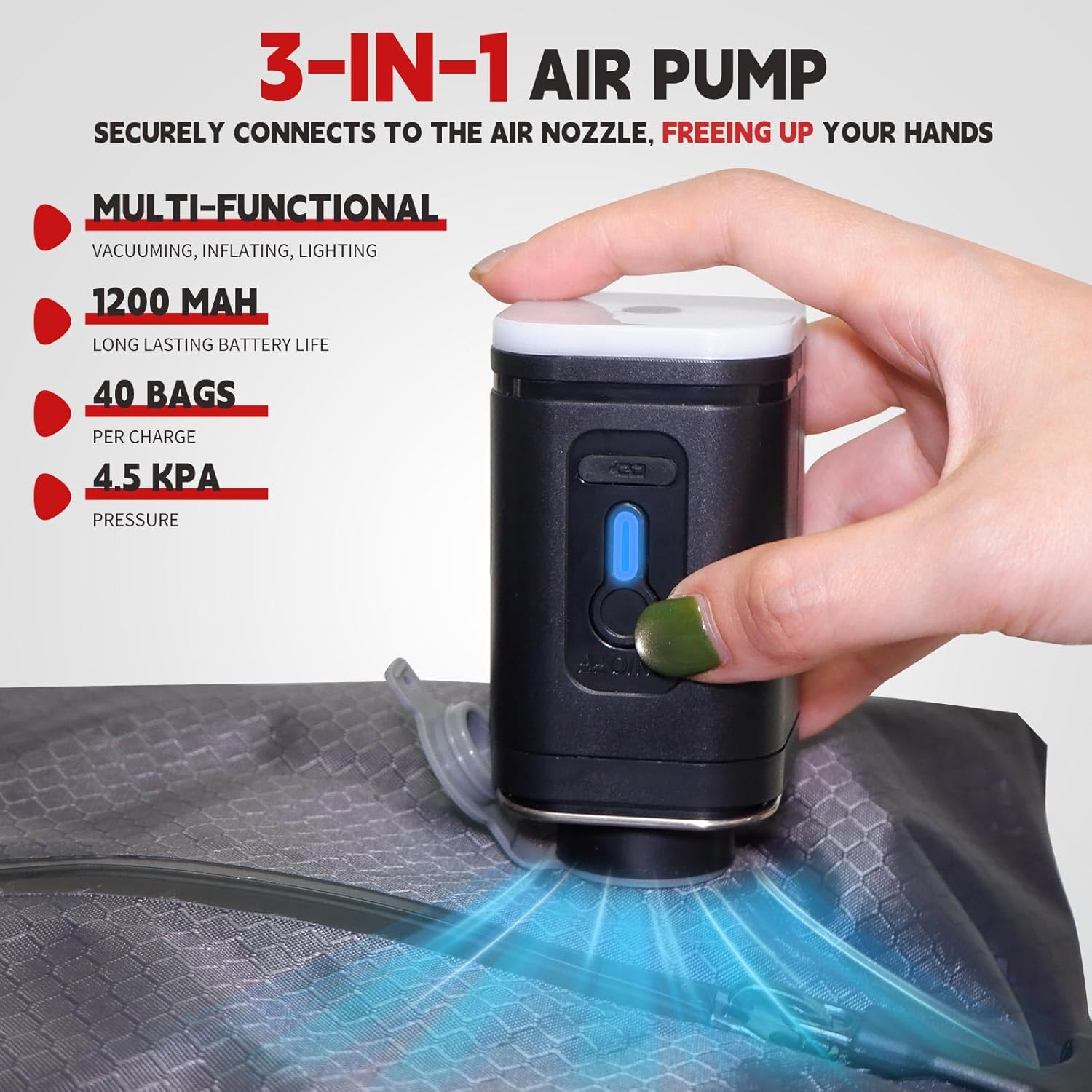 Travel Vacuum Bags, Waterproof and Tear-Resistant Nylon Compression Storage Vacuum Bags for Travel, Cordless Air Pump, Suitable for Suitcases and Backpacks (2pc+Pump)