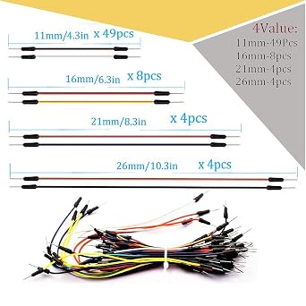 Breadboard Jumper Wire Kit with 400-Point Breadboard65pcs Multiple Sizes M/M Bread Board Jumper Wire140 Pieces 2-125 mm U-Shape Preformed Jumper Wire Kit