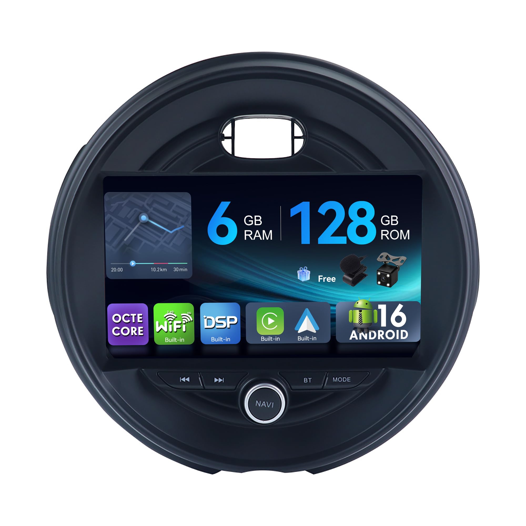 MSD 6G+128G Octa-Core - 9 Pulgada Autoradio para BMW Mini Cooper F54 F55 F56 F60 (2015-2019) | Android 15 GPS Navi Radio | CarPlay Android Auto Dab 4G Dual-Band WLAN Volante DSP | Cámara Mic | 2 DIN