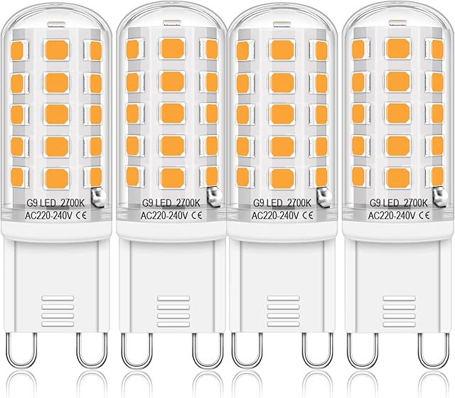 Auting G9 LED Bulbs Warm White 2700K ,LED Light Bulb 4W Equivalent to 30W-40W Halogen Bulb, 400 Lumens No Flickering, Non-Dimmable 4pcs