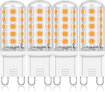 Auting G9 LED Bulbs Warm White 2700K,LED Light Bulb 4W Equivalent to 30W-40W Halogen Bulb, 400 Lumens No Flickering, Non-Dimmable 4pcs [Energy Class C]