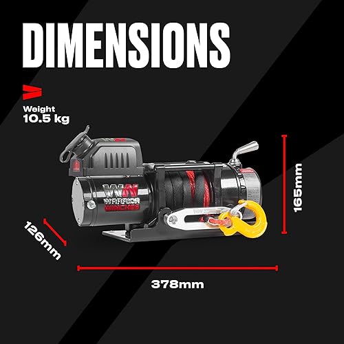 Miniatura 4 de Warrior Winches Ninja 4500 libras Cabrestante eléctrico de 12 V ATVUTV con cuerda sintética, compacto y potente cabrestante ATV de 12 voltios