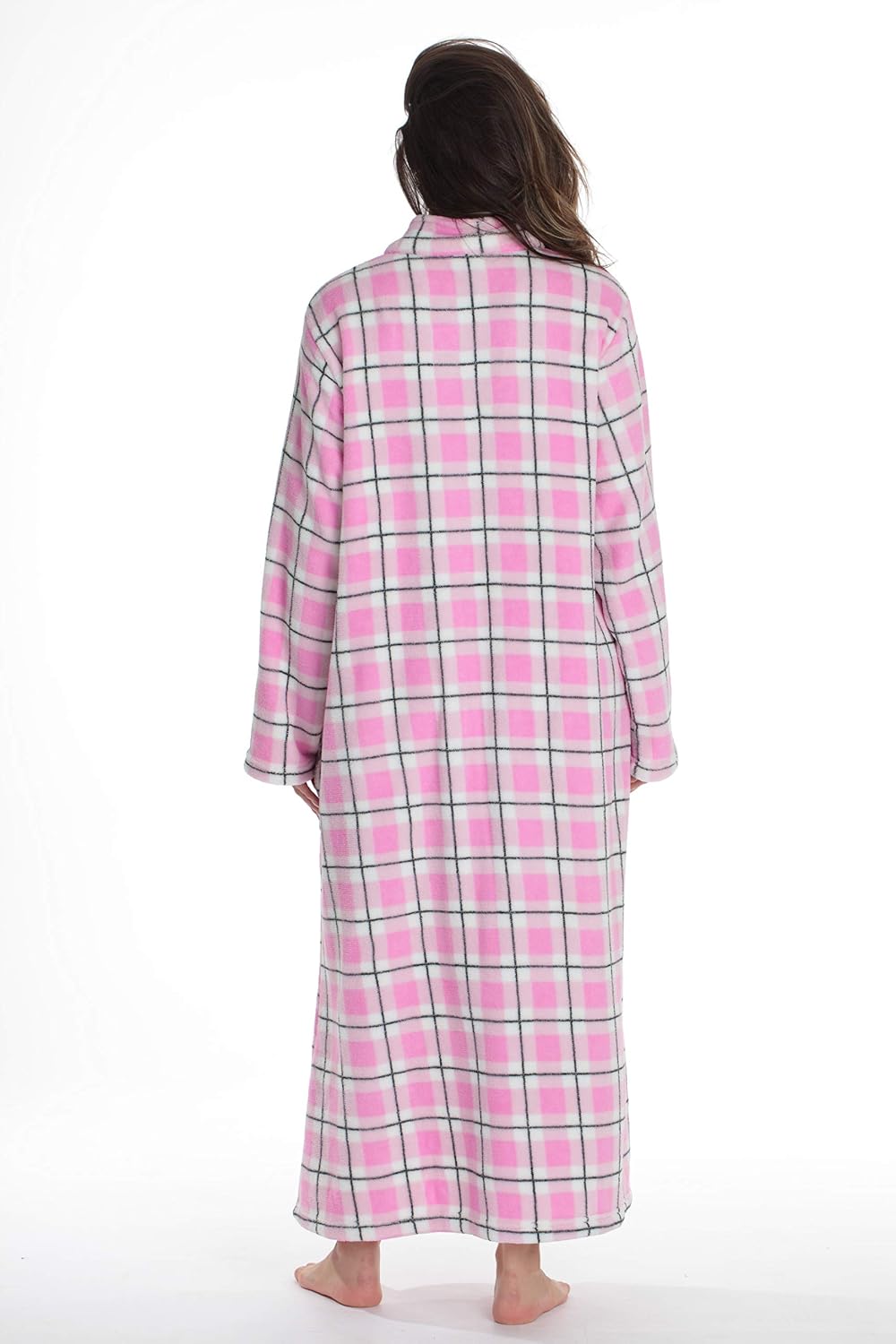 Just Love Plush Zipper Lounger Printed Long Robe for Women