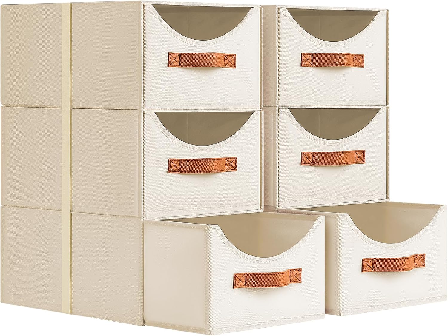 DIMJ Organizadores y almacenamiento de armario, paquete de 6 contenedores de almacenamiento de tela con cajones, organizadores de ropa plegables y