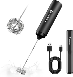 New England Stories Rechargeable Handheld Milk Frother - Dual Spring Whisk for Cappuccino Latte Matcha Hot Chocolate
