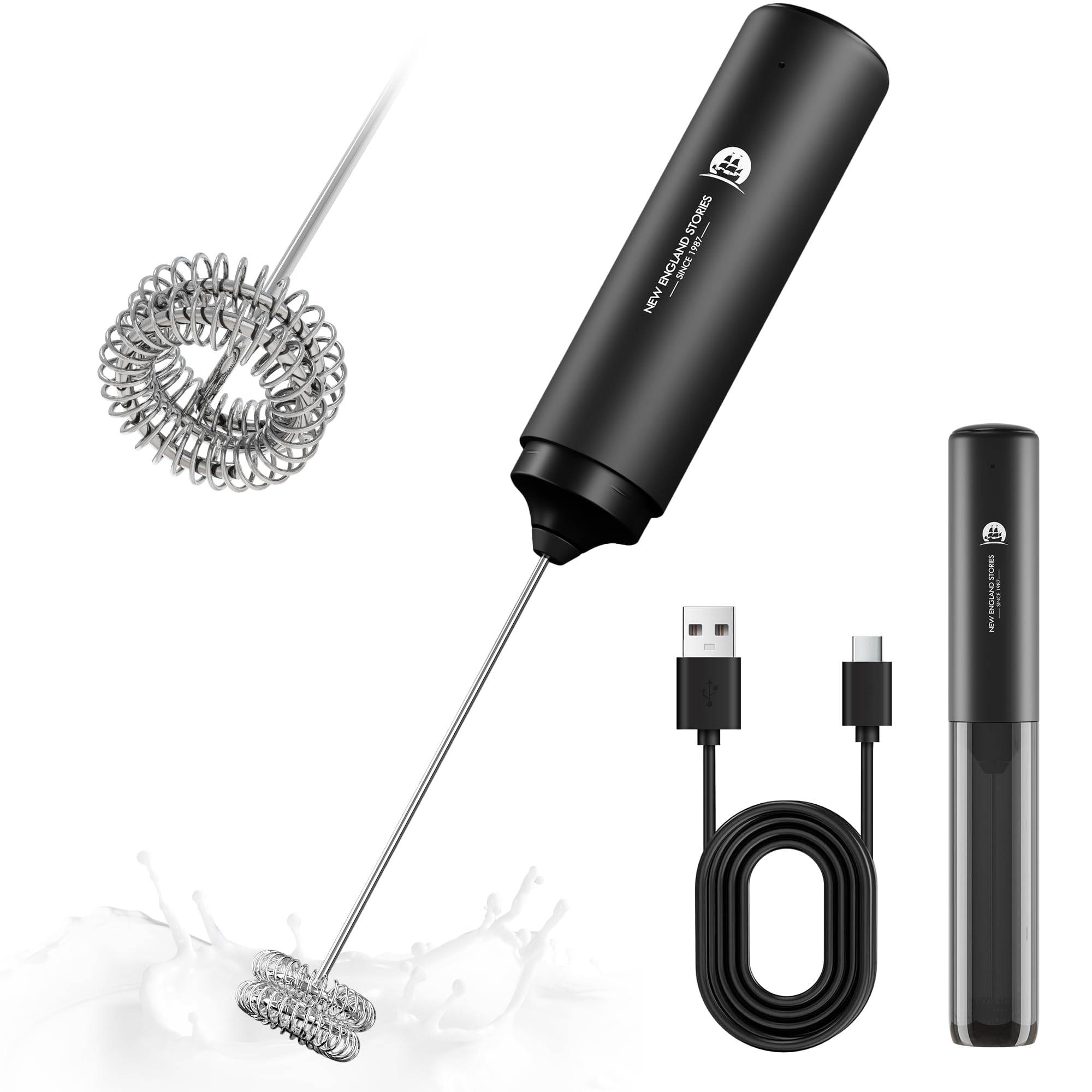 Amazon.com: Rechargeable Milk Frother Handheld, 2-IN-1 Dual Spring