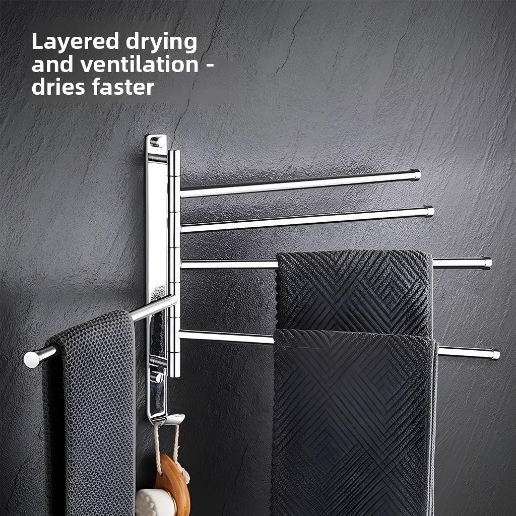 Solid Brass Rotating Towel Rod - Wall-Mounted, Multi-Bar Design, Adjustable Bathroom Towel Hanger(#5)