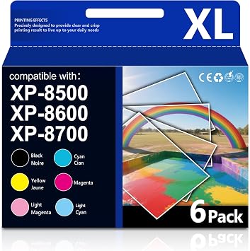 E312XL 6 Pack High Yield Compatible Ink Cartridges XP-8500 XP-8600 XP-8700 | compatible with XP-8500 XP-8600 XP-8700 photo printer; smooth output, true color print, easy installation