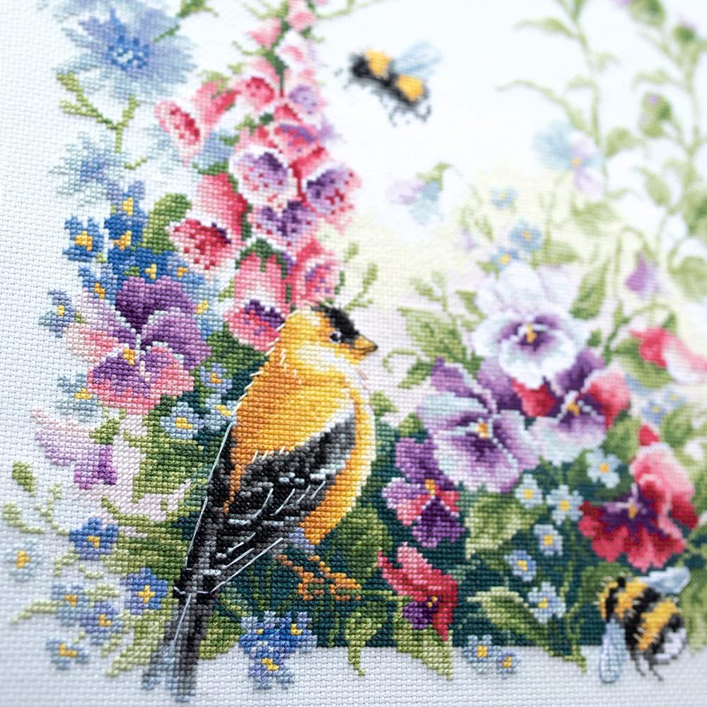Magic needle Zweigart Edition Cross Stitch Set, Summer Song Counted Embroidery Pattern on Needlepoint Canvas, 31 x 40 cm