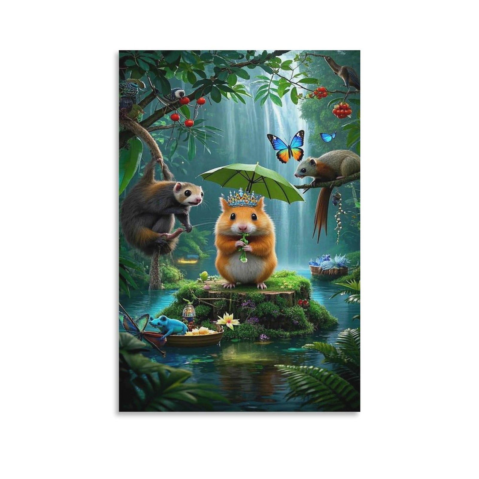 DHBANEIOK Fantasy Forest Scene Wall Decor Poster Canvas Prints Picture Modern Wall Art Picture Wall Hanging for Office Gym Living Room Decor 16x24inch(40x60cm)