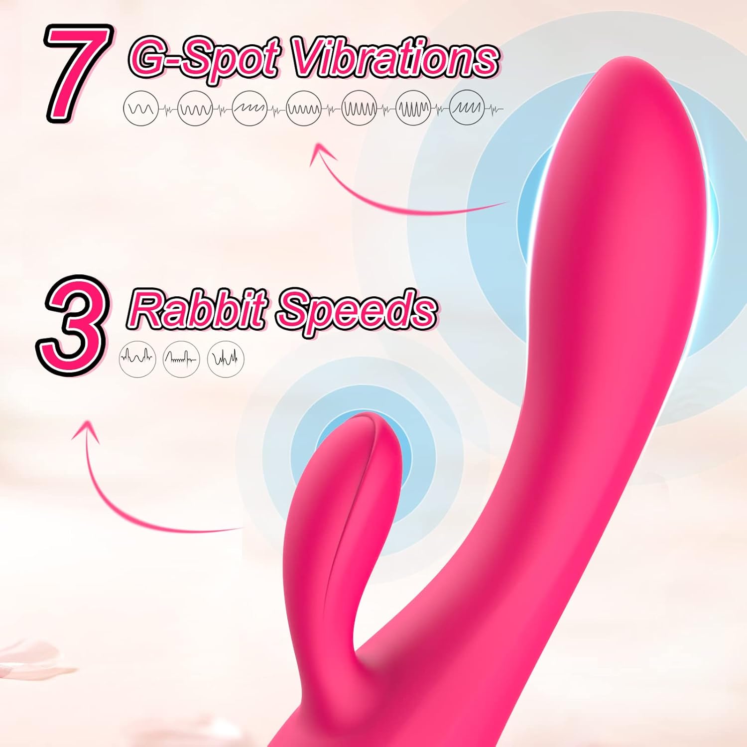 Rabbit Vibrator Sex Toys for Women - G Spot Anal Dildo Vibrator with 7 Vibrating Modes & 3 Rabbit Speeds, Female Vibrator Wand Anal Nipples Stimulation Adult Sex Toys for Women Couples Pleasure