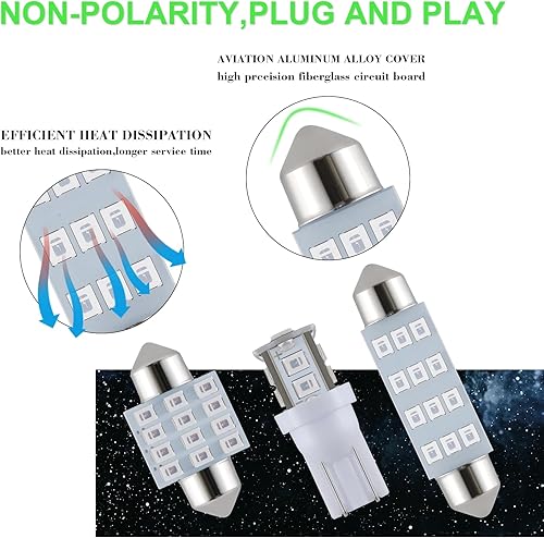 Miniatura 73 de Juego de 24 bombillas LED para interior de automóvil, 194 T10 DE3175 578, 1.220 in, 1.654 in, bombillas de repuesto para el mapa del automóvil