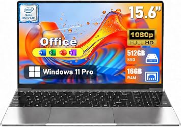 2026 New Laptop Computer, 15.6 Inch Window 11 Pro Lap Top PC 16GB RAM 512GB SSD, Core M3Beat N4000, FHD 1920 * 1080, 180Open, UHD Graphics, Full-Size Keyboard