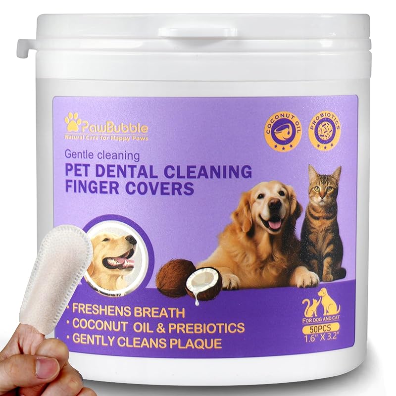 Lenços Dentais Probióticos para Gatos, Limpeza Oral com Textura Dupla PawBubble, 50 unidades