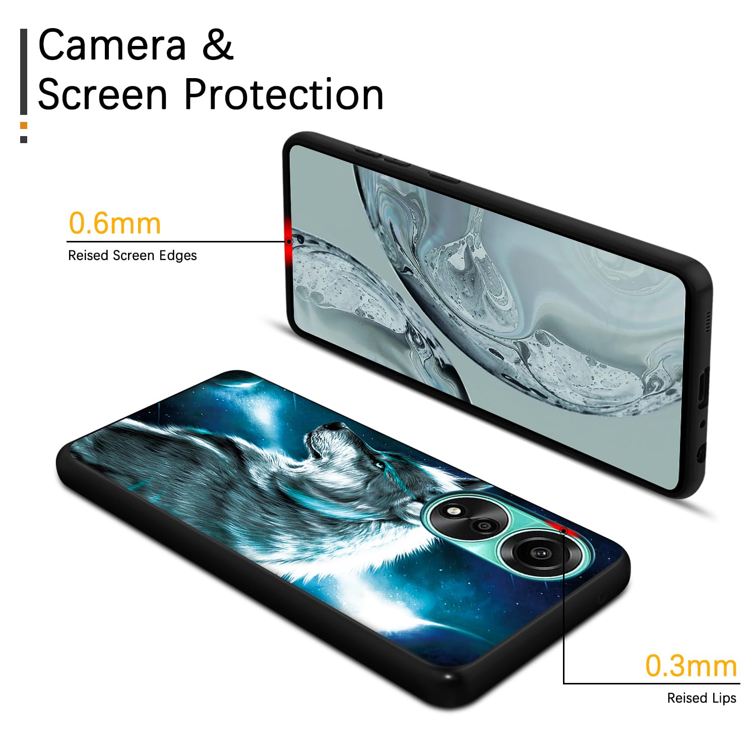 Cover Per OPPO A78 E A58 5G, ARMOUR Cover In Silicone Nero E Vetro Temperato