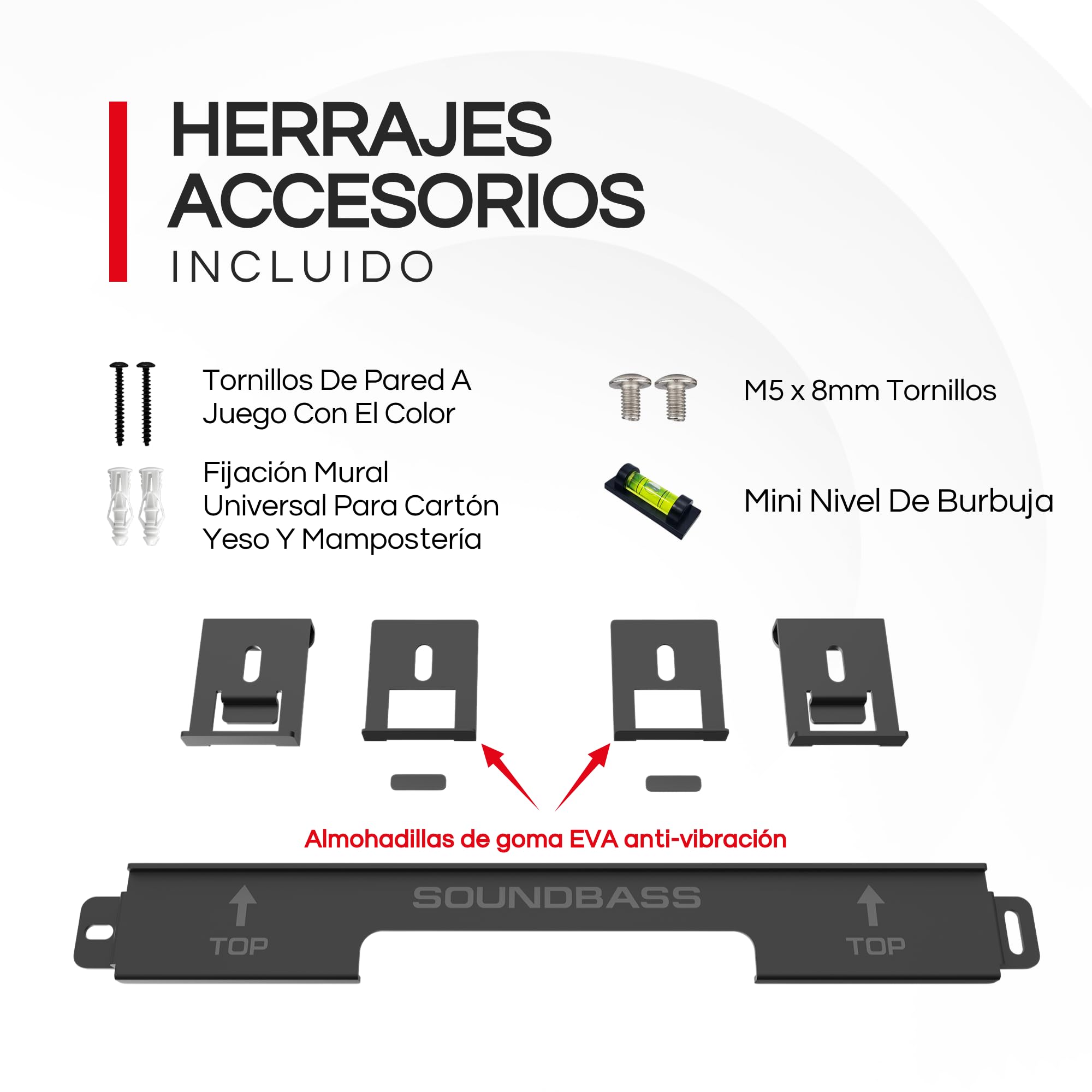 Soporte de barra de sonido para barra de sonido Sonos Ray Incluye hardware de montaje, soporte de pared de barra de sonido de estilo flotante para debajo de la TV o arriba, fácil de instalar, Negro