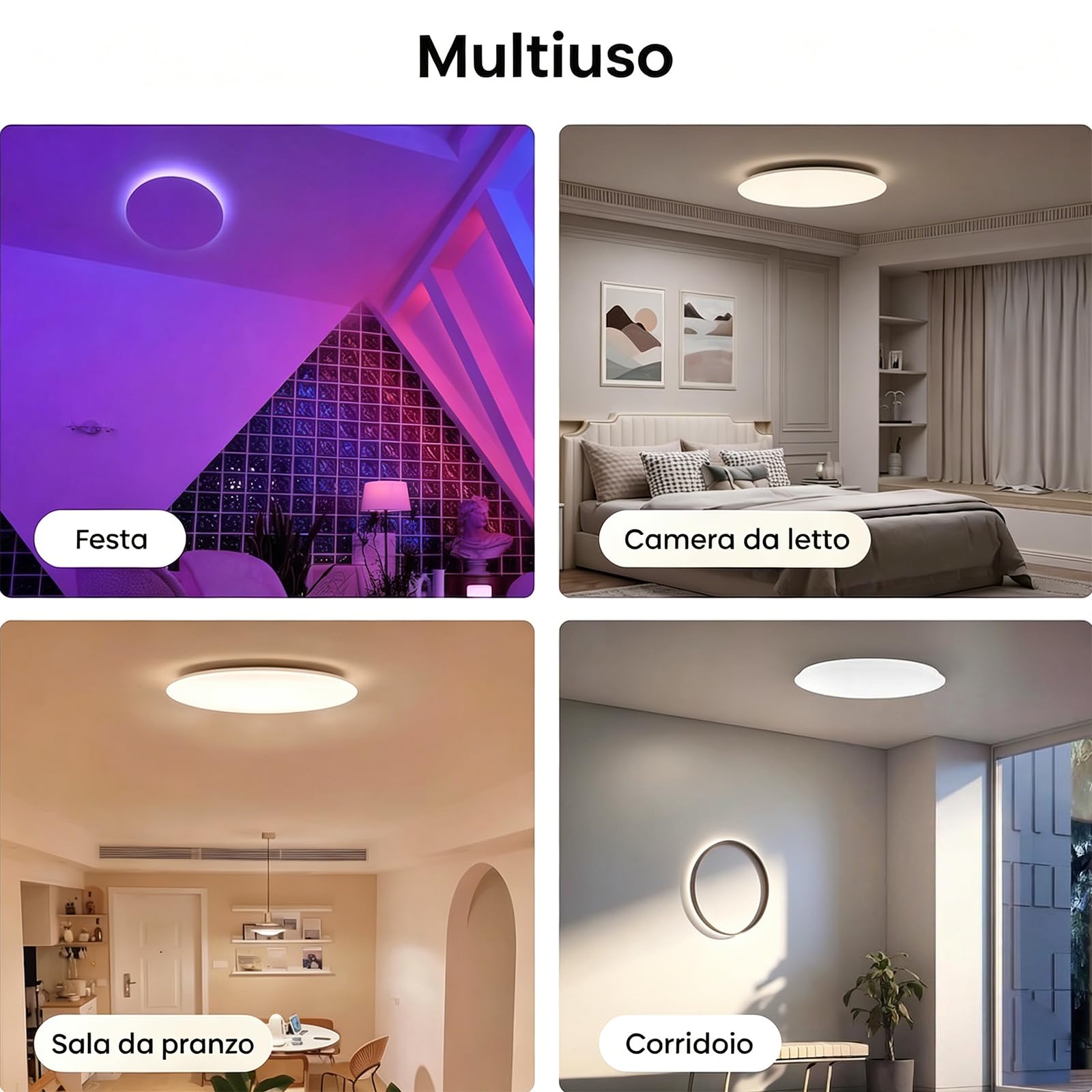 Yeelight Plafoniera Smart 50cm, 4500LM RGBCW Plafoniera LED Dimmerabile Installazione Rapida, 16M Colori DIY, 2700K-6500K, Compatibile Alexa & Google, Controllo App Grande Lampada LED