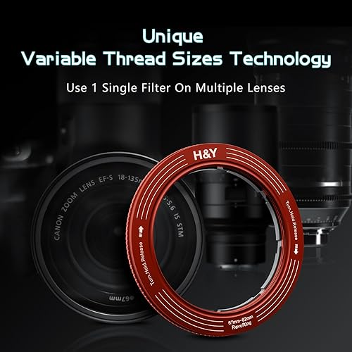Miniatura 2 de H&Y Adaptador Step Up Rings Adaptador de filtro de lente de anillo escalonado variable 2.638-3.228 in a 3.228 in rojo, serie RevoRing
