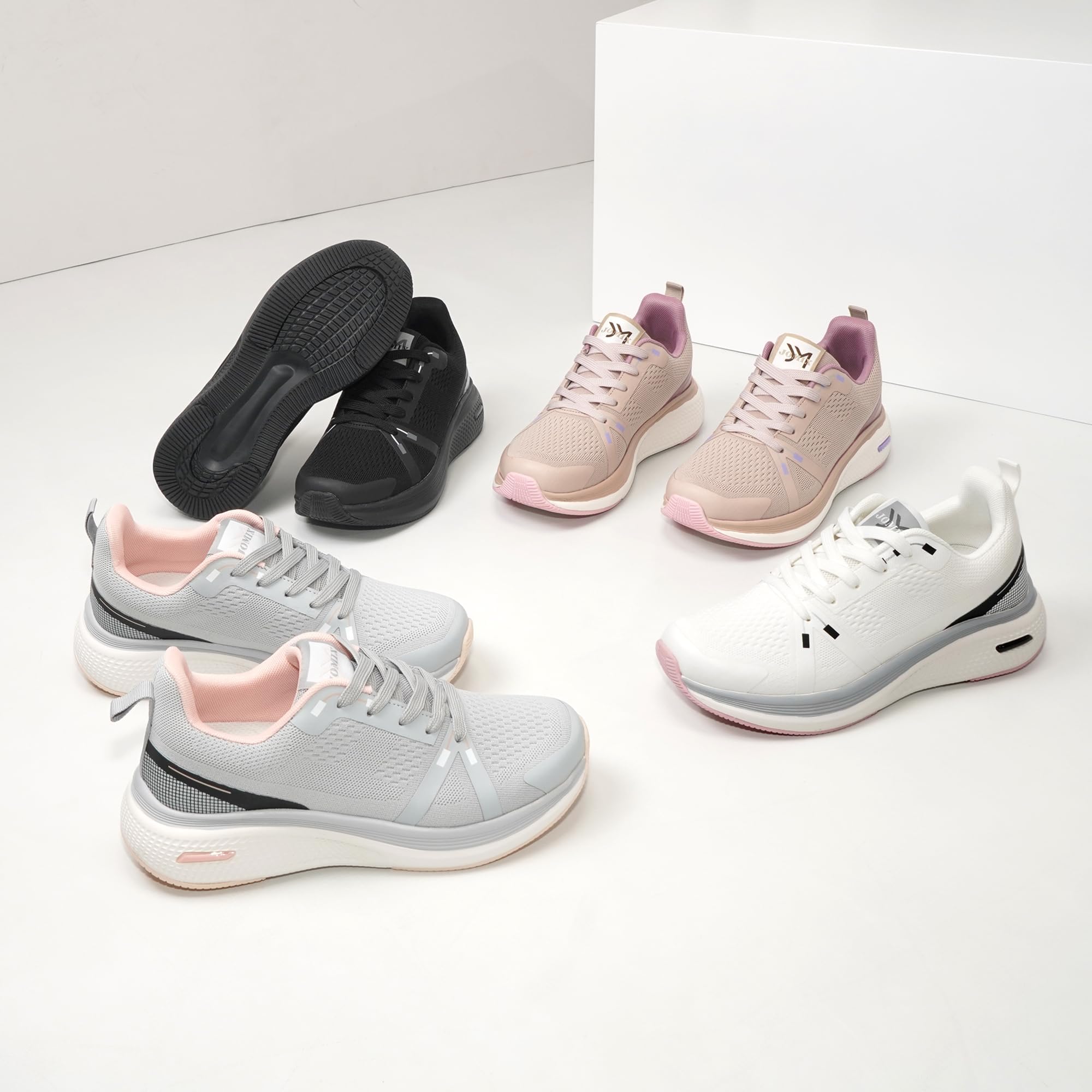 JOMIX Baskets Femme Respirantes en Maille Sneakers Légères à Semelle Épaisse pour Fitness Yoga Running et Tennis
