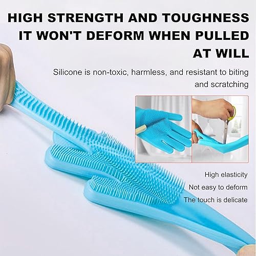 Pet Grooming Gloves, Heat Resistant Silicone Gloves，Silicone Hair Removal Mitt for Dogs and Cats,Cat Bathing Gloves ，Cat and Dog Massage Products， Blue。