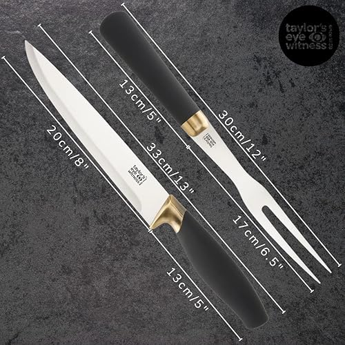 Miniatura 4 de Taylors Eye Witness Juego de cuchillos y tenedores para carne, hoja clásica de acero inoxidable mate de 7.9 in8 pulgadas. Tenedor fuerte y elegante
