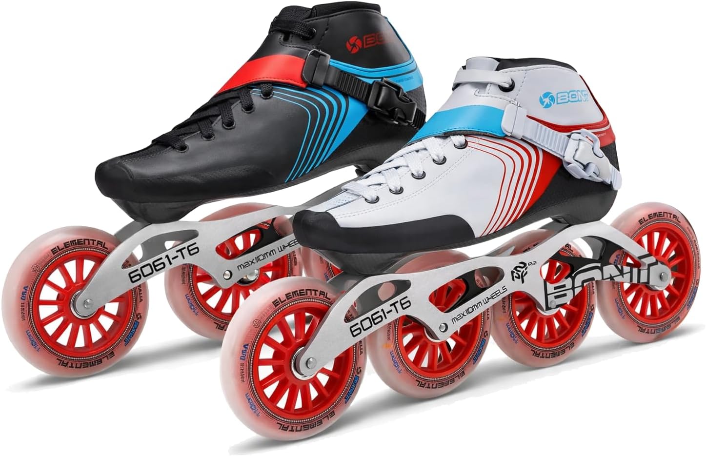 Bont Skates - Inline Speed Skating Racing Skates - GT4 Skate Boots + 6061 Frame + Elemental Wheels + ABEC5 Bearings
